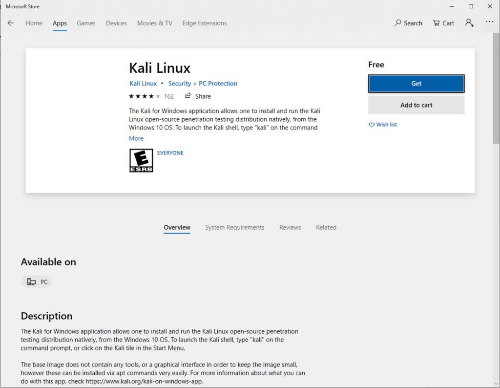 how to use kali linux from microsoft store